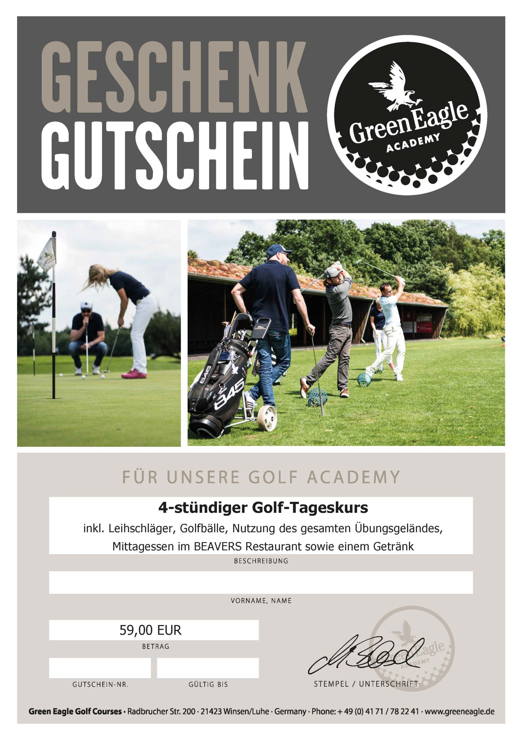 Golf Tageskurs Gutschein